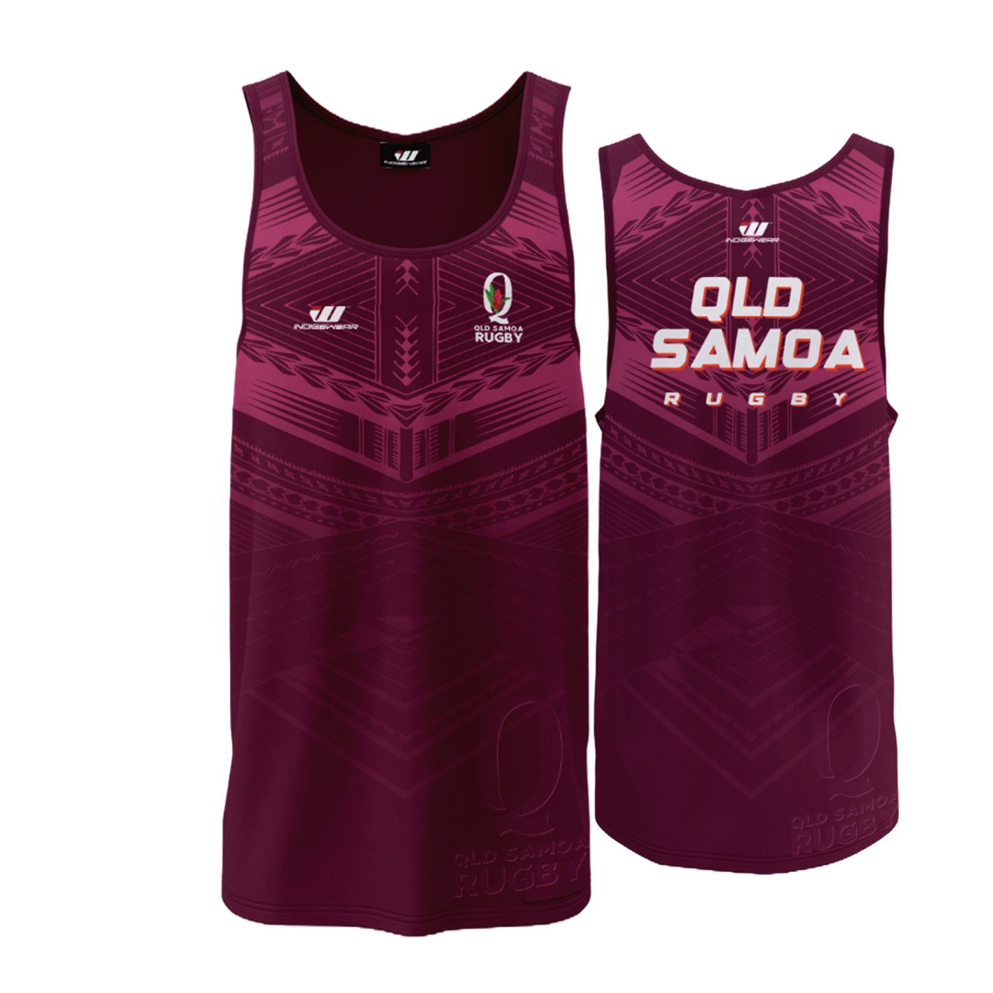 QLD Samoa Rugby Singlet - Maroon